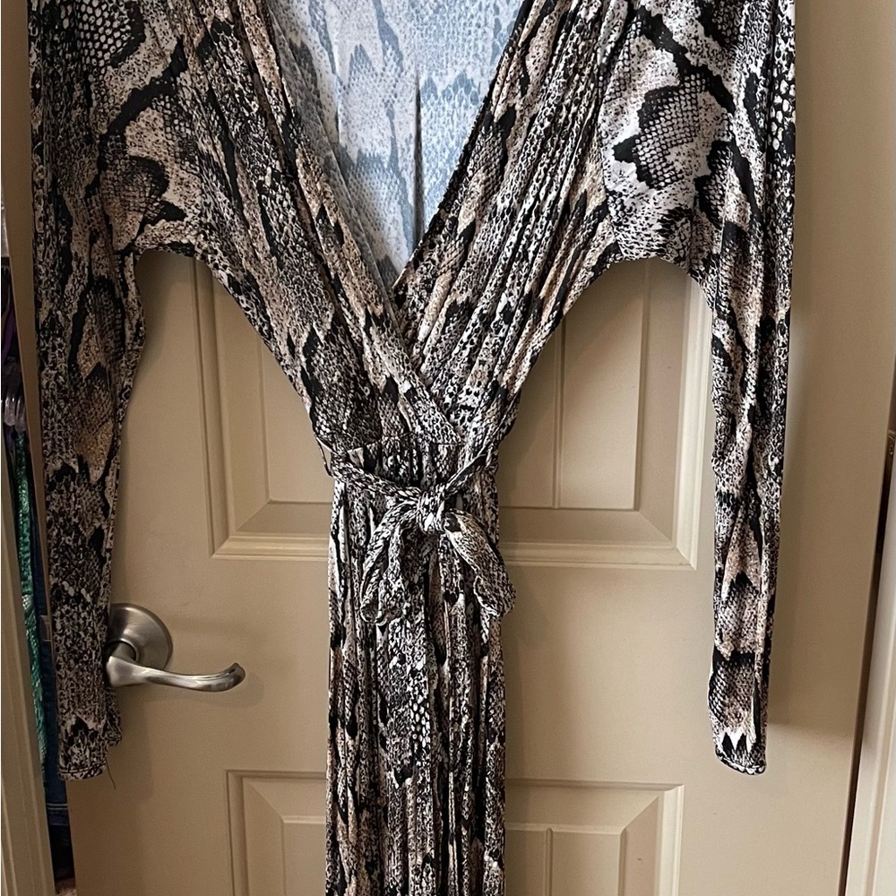 H&M snake patterned pleated dress